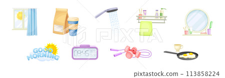 Good Morning Symbol and Different Attribute Vector Set 113858224