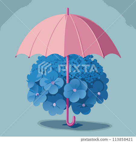 Hydrangea and umbrella - rainy season image 113858421