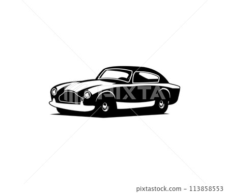 1955 aston martin db24 saloon retro logo isolated on white background side view. best for badges, emblems, icons. vector illustration available in eps 10. 113858553