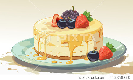 Cheesecake with strawberries and berries 113858838