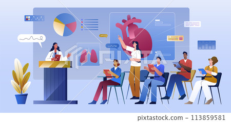 Medical scientific conference or physician seminar of doctors or college students 113859581
