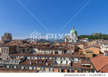 Panorama of Brescia with cathedral dome and medieval castle Panorama of Brescia with cathedral dome and medieval castle 113859613