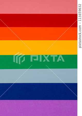 LGBT pride flag made of colored paper stripes 113859632