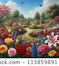 A park with tulips 113859891