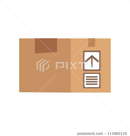 A cardboard box with a black. Packageing parcel Logistic Shipping 113860138