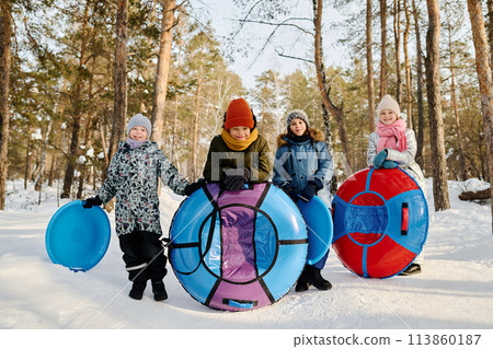Friendly children with tubes and slides 113860187