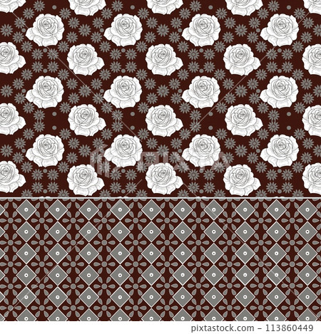 the eternal beauty of roses with this captivating fabric pattern. Set against a bold red background, delicate white and gray roses bloom in exquisite contrast, creating a mesmerizing visual symphony. the eternal beauty of roses with this captivating fabric pattern. Set against a bold red background, delicate white and gray roses bloom in exquisite contrast, creating a mesmerizing visual symphony. 113860449