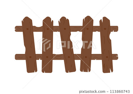 Wooden fence. Fencing of the site. Vector illustration on a white background. Wooden fence. Fencing of the site. Vector illustration on a white background. 113860743