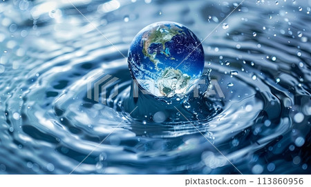 World water day, planet earth in water 113860956