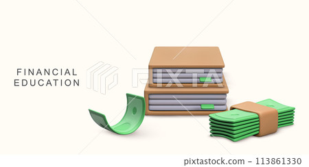 3d realistic concept Investing in education on white background. Vector illustration. 3d realistic concept Investing in education on white background. Vector illustration. 113861330