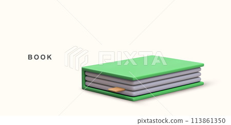 3d realistic closed book on white background. Vector illustration. 3d realistic closed book on white background. Vector illustration. 113861350