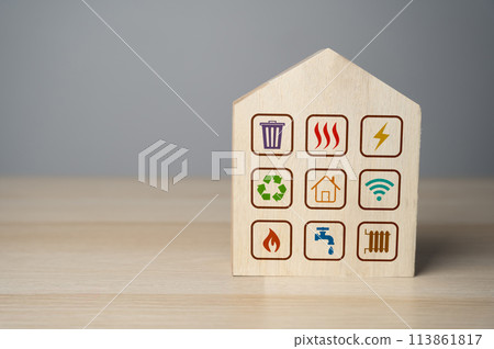 Home utility services and bills. Energy efficiency. Paying bills. Housing standards. Prices and costs. Smart home. Maintenance of the house. Electricity, heating, water and gas. 113861817