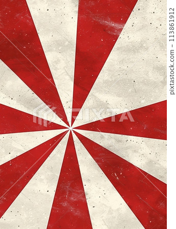 The center of the composition is adorned with a radiating line pattern resembling rays or stripes in the style of a vintage poster. The center of the composition is adorned with a radiating line pattern resembling rays or stripes in the style of a vintage poster. 113861912