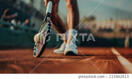 Tennis player with racket 113862613
