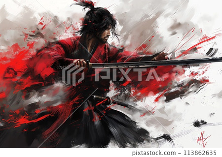 samurai with swords 113862635