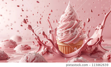 Ice cream strawberry 113862639