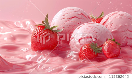 Ice cream strawberry 113862643