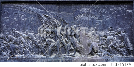 Kiev, Ukraine August 29, 2020: Plaque of honor on the building in honor of the proletarian revolution in the city of Kiev during 1850-1854 Kiev, Ukraine August 29, 2020: Plaque of honor on the building in honor of the proletarian revolution in the city of Kiev during 1850-1854 113865179