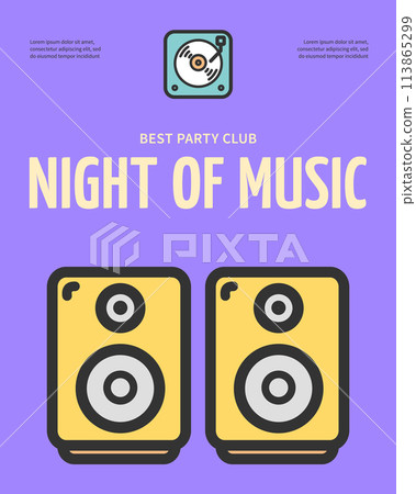 Night of Music Party Club Concept Placard Poster Banner Card. Vector Night of Music Party Club Concept Placard Poster Banner Card. Vector 113865299