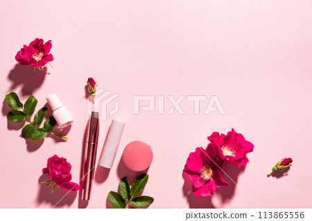 Make up products and flowers Make up products and flowers 113865556