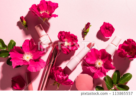 Make up products and flowers Make up products and flowers 113865557