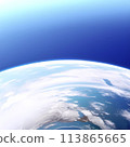 背景是藍色的，是描繪地球上部的插圖。 113865665