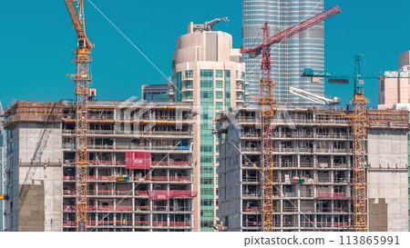 Construction of new modern skyscrapers in luxury Dubai city, United Arab Emirates 113865991