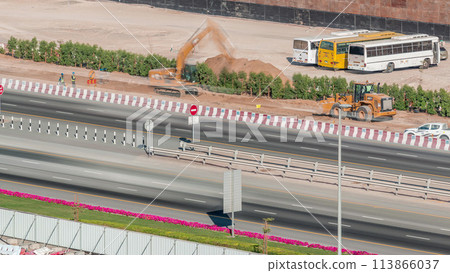 Constructing in Dubai with special machines aerial timelapse 113866037