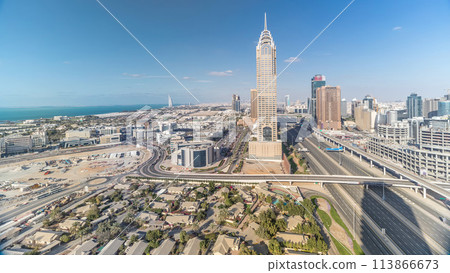 Skyline internet city with crossing Sheikh Zayed Road aerial timelapse Skyline internet city with crossing Sheikh Zayed Road aerial timelapse 113866673