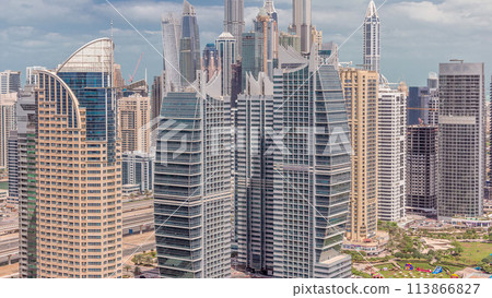 Residential apartments and offices in Jumeirah lake towers district timelapse in Dubai 113866827