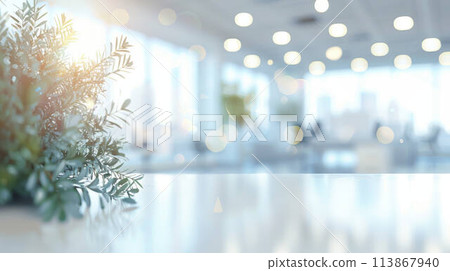 Abstract blurred modern workspace background. High quality illustration 113867940