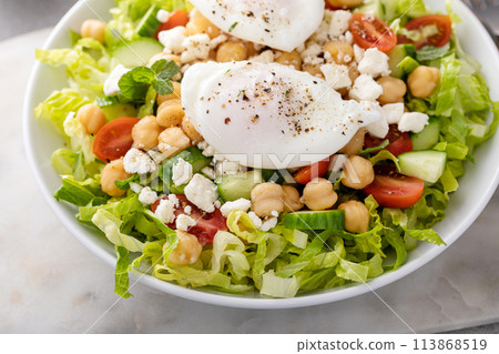 Fresh vegetable salad with chickpeas and feta Fresh vegetable salad with chickpeas and feta 113868519