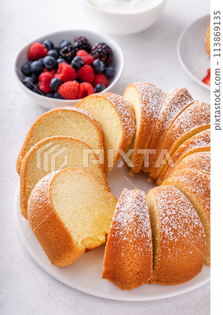 Pound cake, traditional vanilla or sour cream flavor 113869135