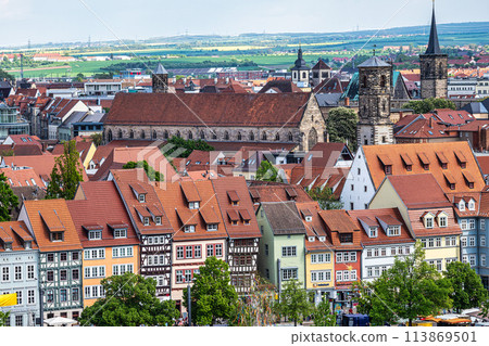 Erfurt Cathedral and Severikirche, St Severus's Church in Erfurt, Germany. 113869501