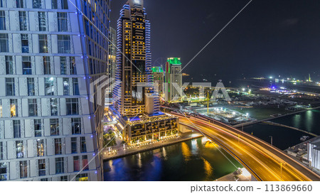 JBR and Dubai marina aerial night timelapse JBR and Dubai marina aerial night timelapse 113869660