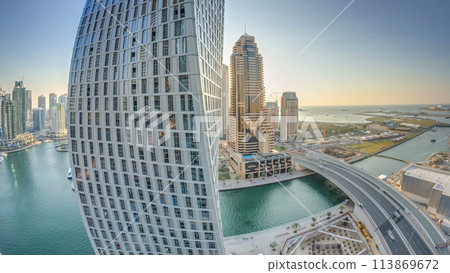 JBR and Dubai marina during sunset aerial timelapse JBR and Dubai marina during sunset aerial timelapse 113869672