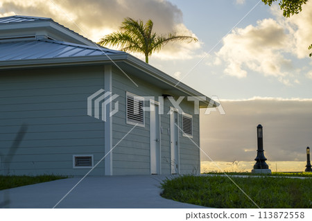 Public restrooms on Harborwalk at Gilchrist Park in Punta Gorda, Florida 113872558