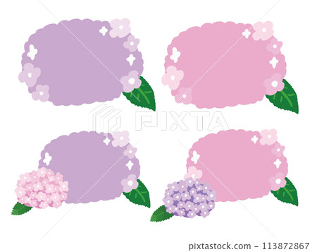 七彩繡球花框插畫素材集 113872867