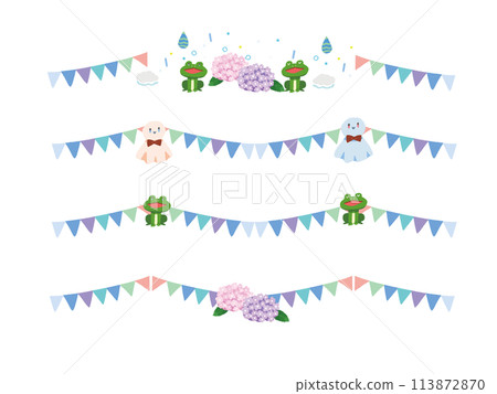 花環和雨流行線插圖集 113872870