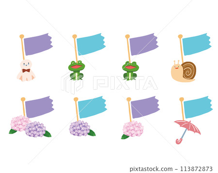 Flag Rainy pastel color frame illustration set 113872873