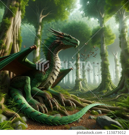 The guardian deity of the forest, the green and beautiful forest dragon 113873012