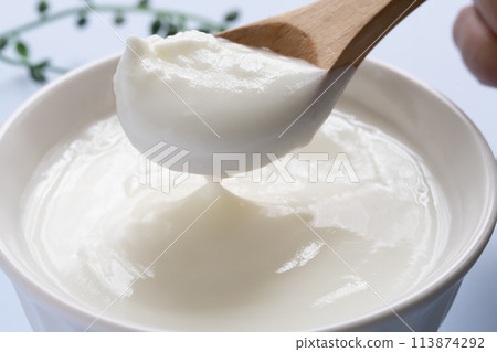 豆漿酸奶，豆漿酸奶，用湯匙提起 113874292