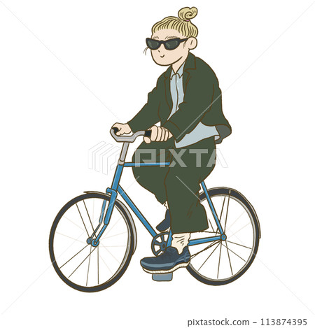 Woman riding a bicycle 113874395
