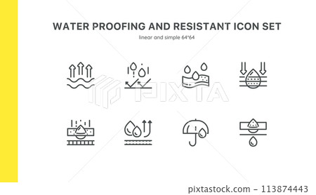 Water Quality and Management Icon Set: Enhancing Safety and Efficiency in Water Use. Features Droplets, Shields, Gears, Magnifying Glasses, and Chlorination. Water Control, Reduction and Savings Icon Water Quality and Management Icon Set: Enhancing Safety and Efficiency in Water Use. Features Droplets, Shields, Gears, Magnifying Glasses, and Chlorination. Water Control, Reduction and Savings Icon 113874443