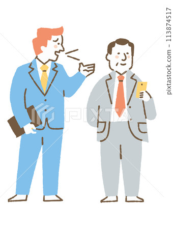 Subordinates speaking up to their boss_color 113874517