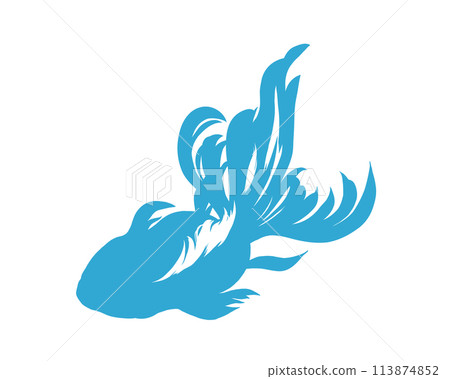 淺藍色金魚剪影插圖，看起來像是用畫筆畫的 113874852