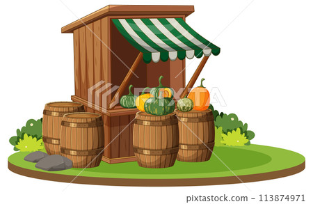 Rustic Farm Stand with Fresh Produce Rustic Farm Stand with Fresh Produce 113874971