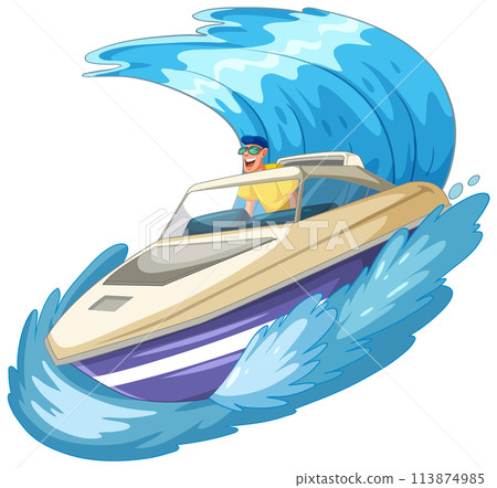 Speedboat Adventure on Cresting Wave Speedboat Adventure on Cresting Wave 113874985