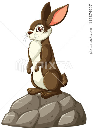 Alert Rabbit on a Rocky Outcrop 113874997