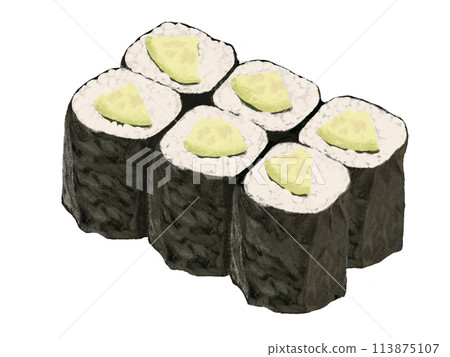 Kappa roll (without plate) on white background 113875107